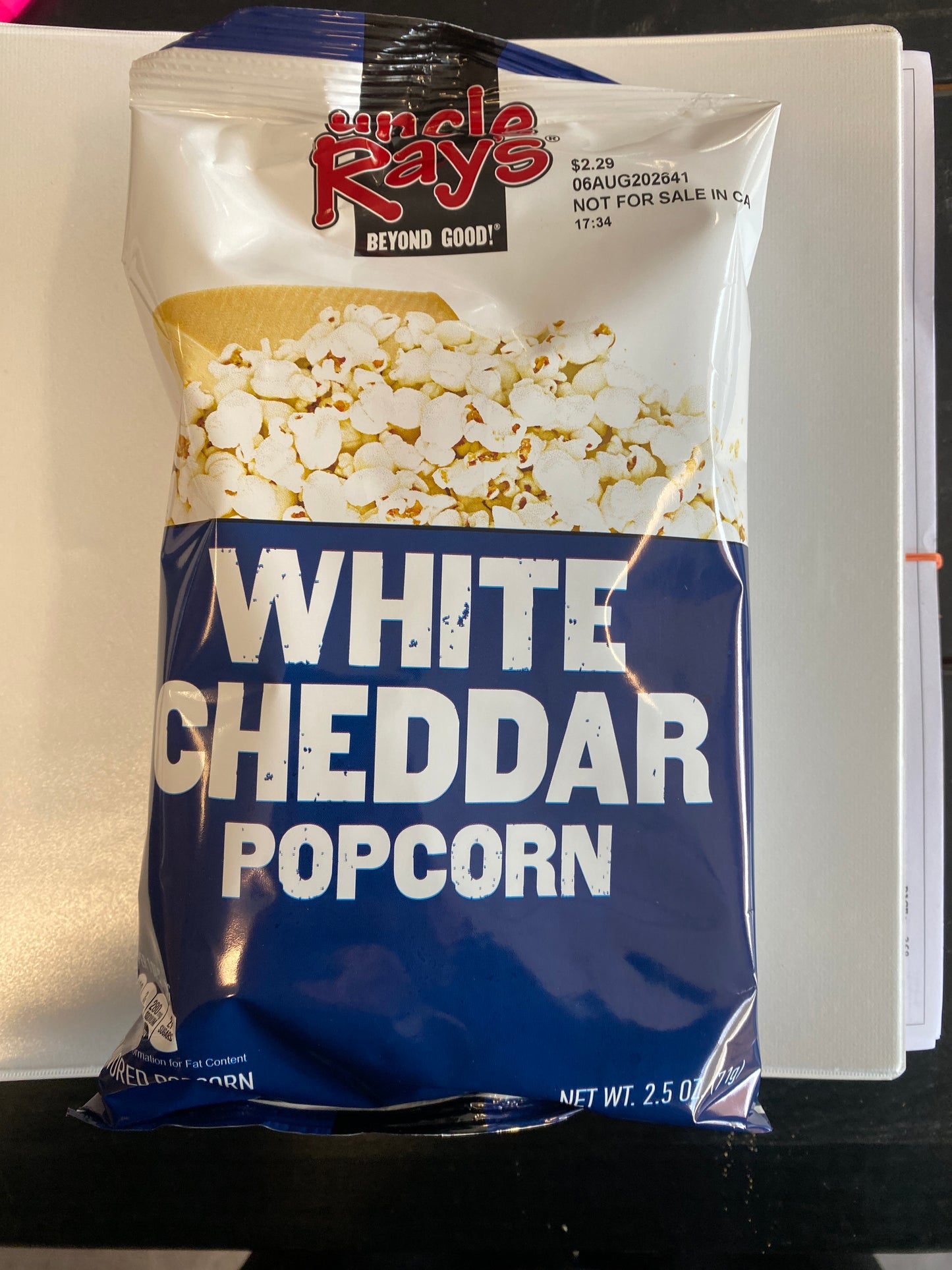 Uncle Rays White Cheddar Popcorn 2.5oz