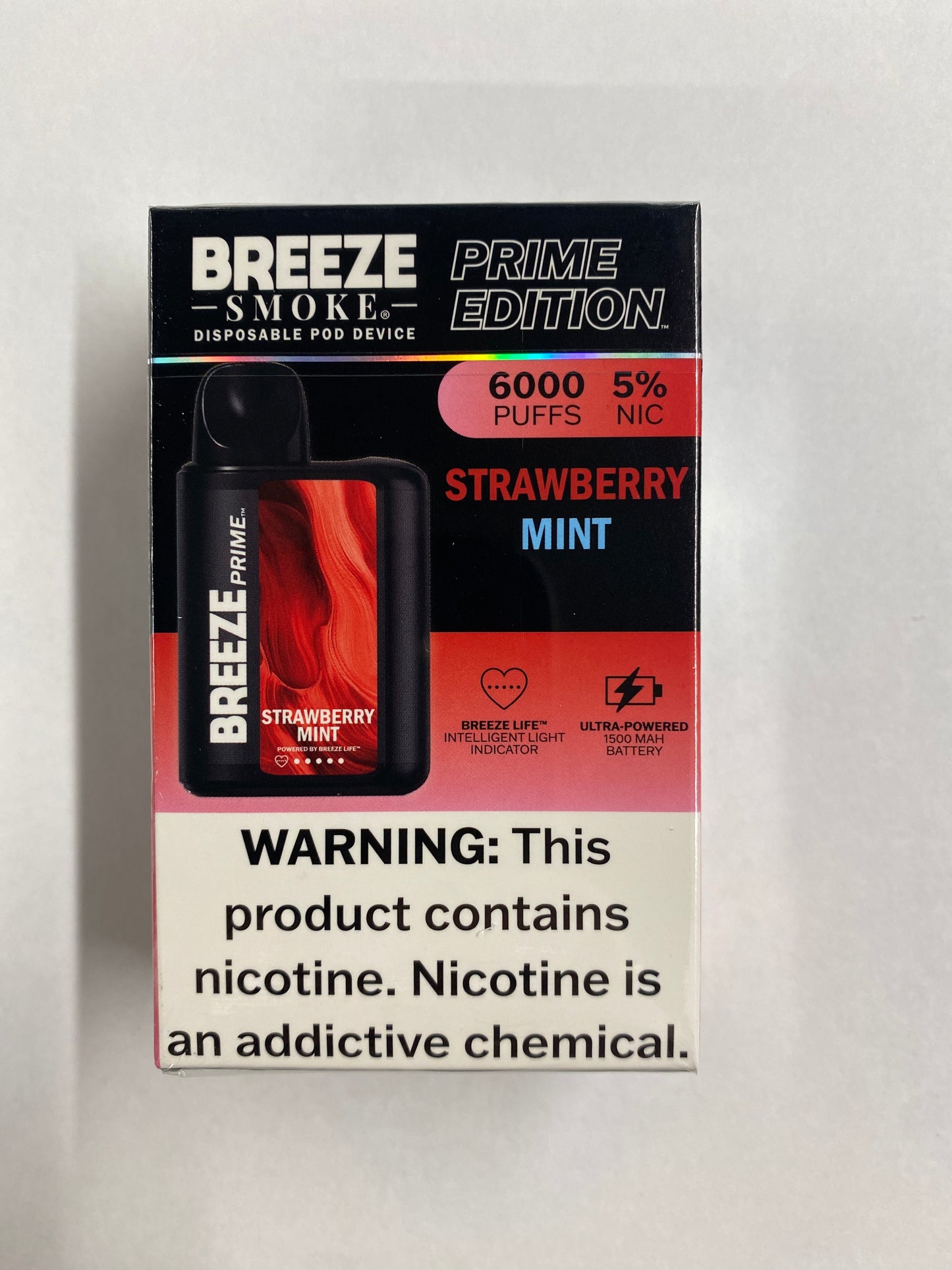 Breeze Prime Strawberry Mint 6000 Puffs 5%nic