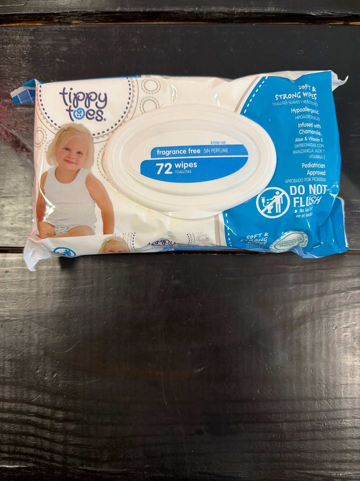 Tippy toes baby wipes 72ct