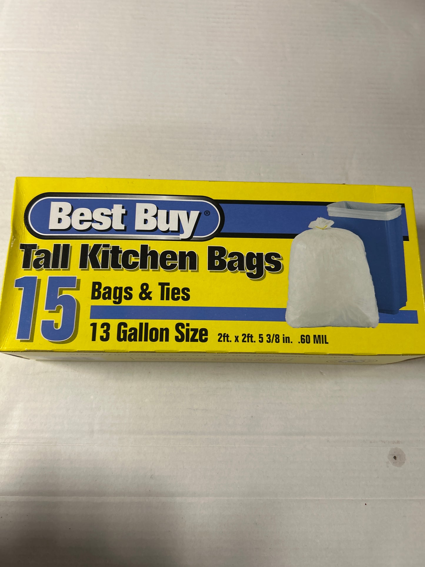 Best Buy Tall kitchen Bags 15 bags &ties 13 gallon size