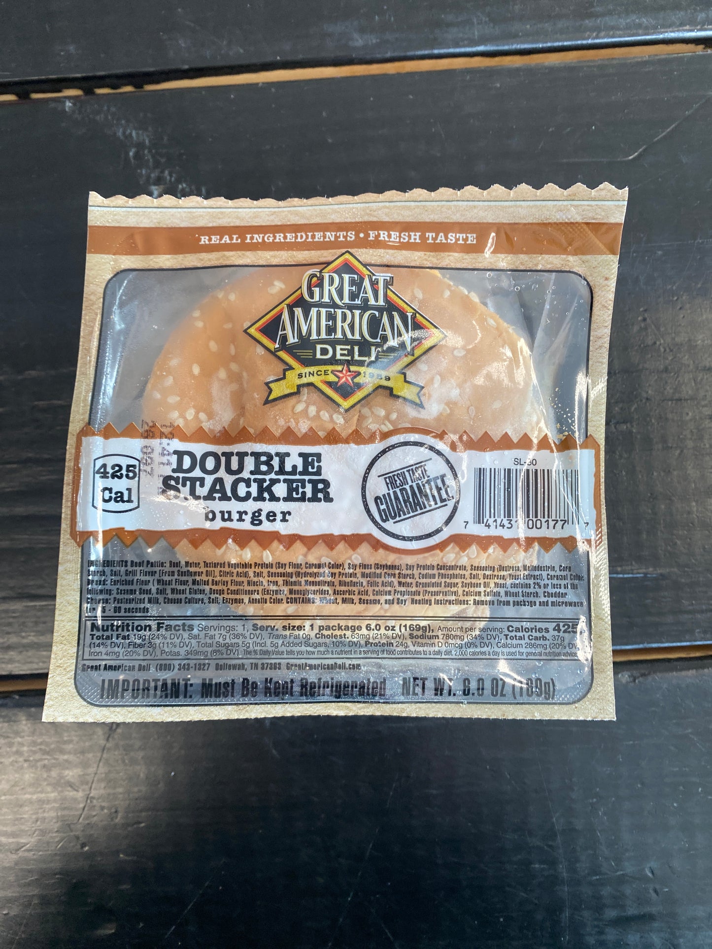Great American Deli Double stacker burger 6oz