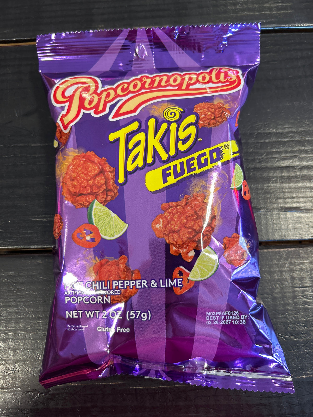 Popcornopolis Takis Fuego Hot Chili Pepper & Lime Popcorn 2 oz