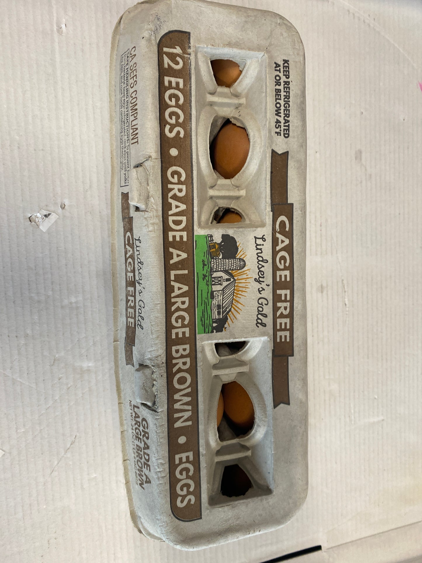 Lindsey’s Gold cage free brown eggs 12ct