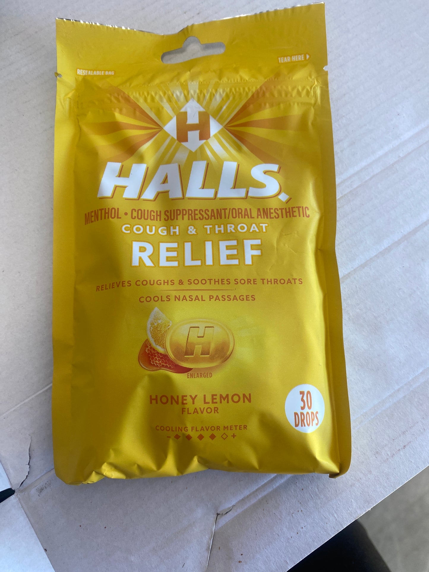 Halls Honey Lemon Cough Drop 30pc
