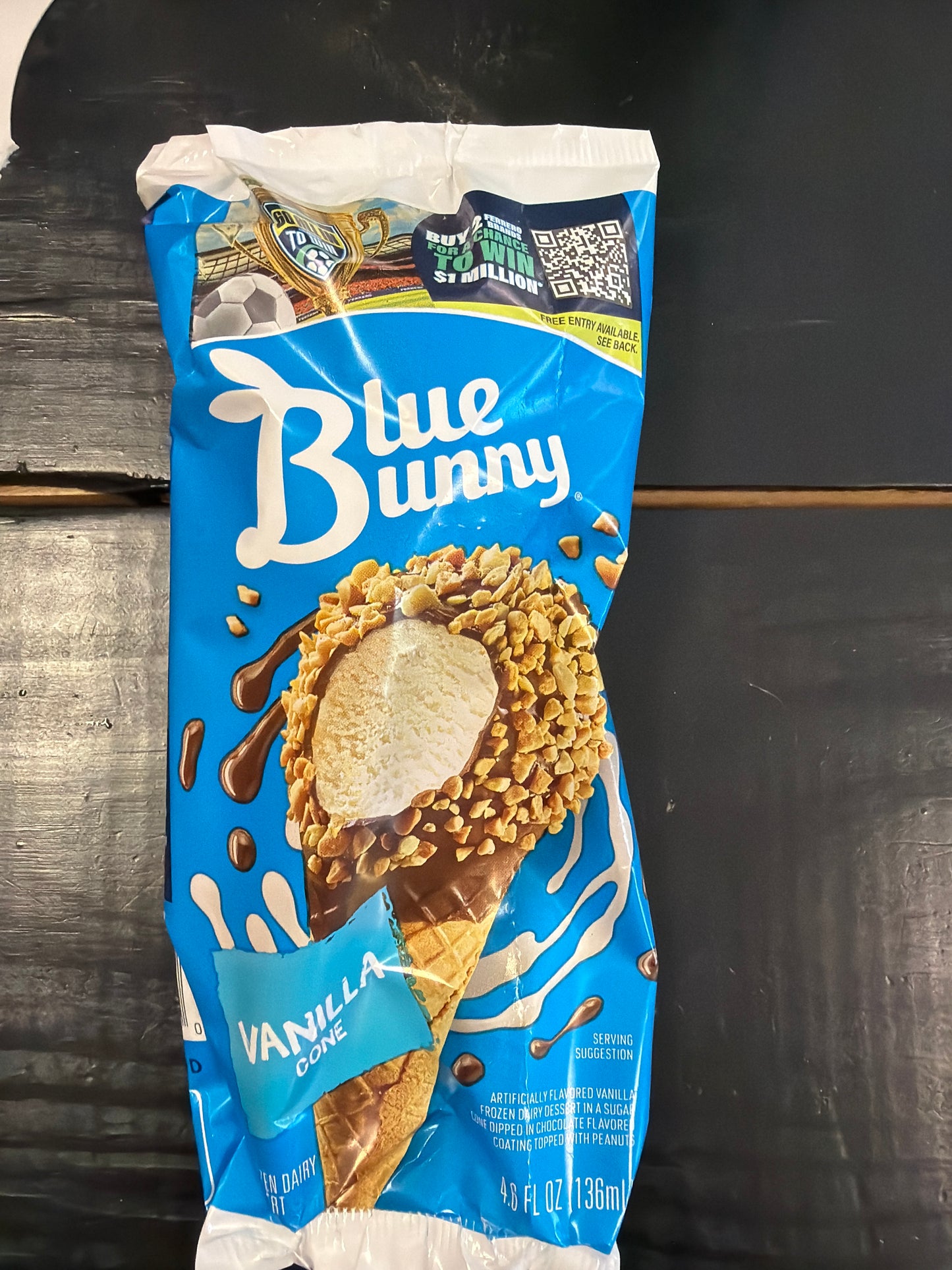 Blue Bunny vanilla chocolate nut cone