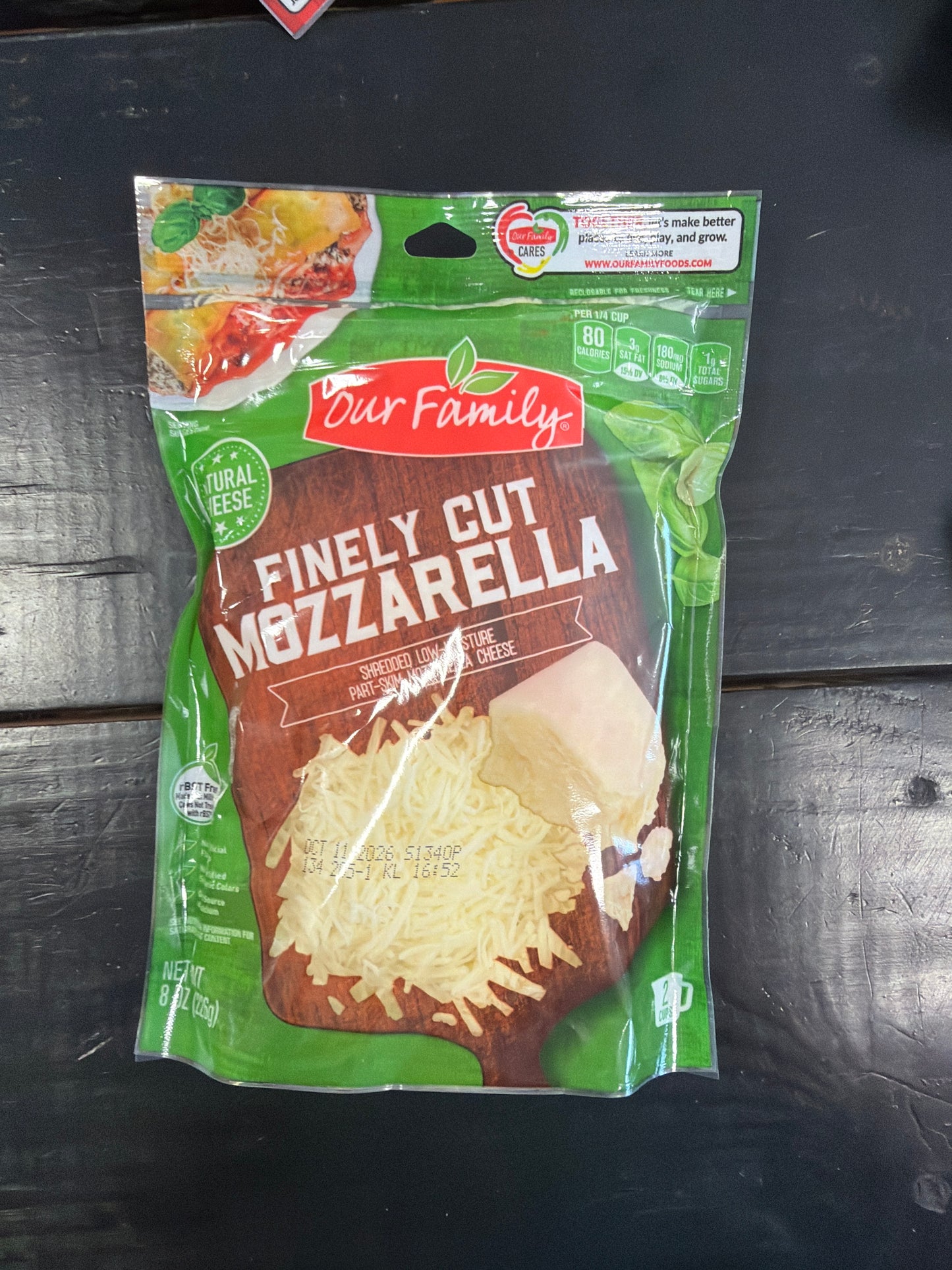 Our family shredded mozzarella cheese 8oz