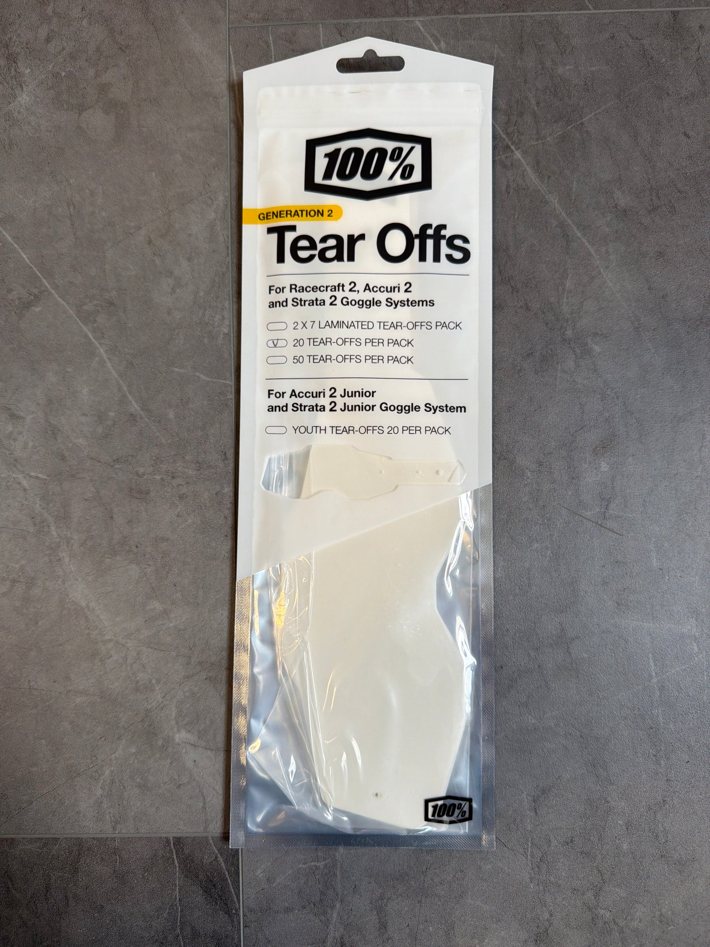 100% Tear Offs 20pk Gen 2