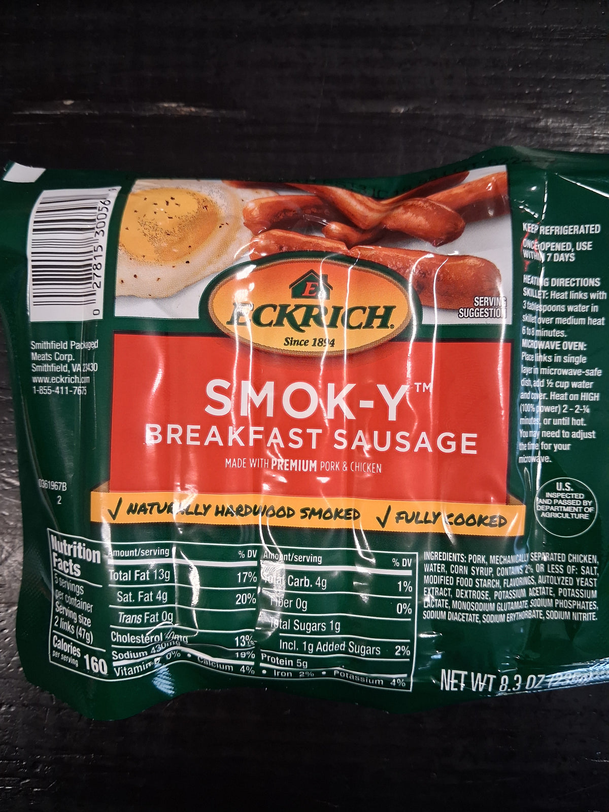 Eckrich smok-y breakfast sausage 8.3oz