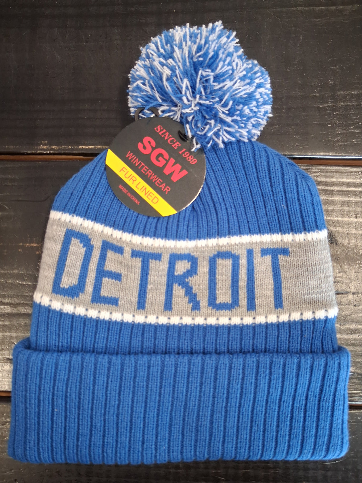 SGW Detroit fur lined hat blue
